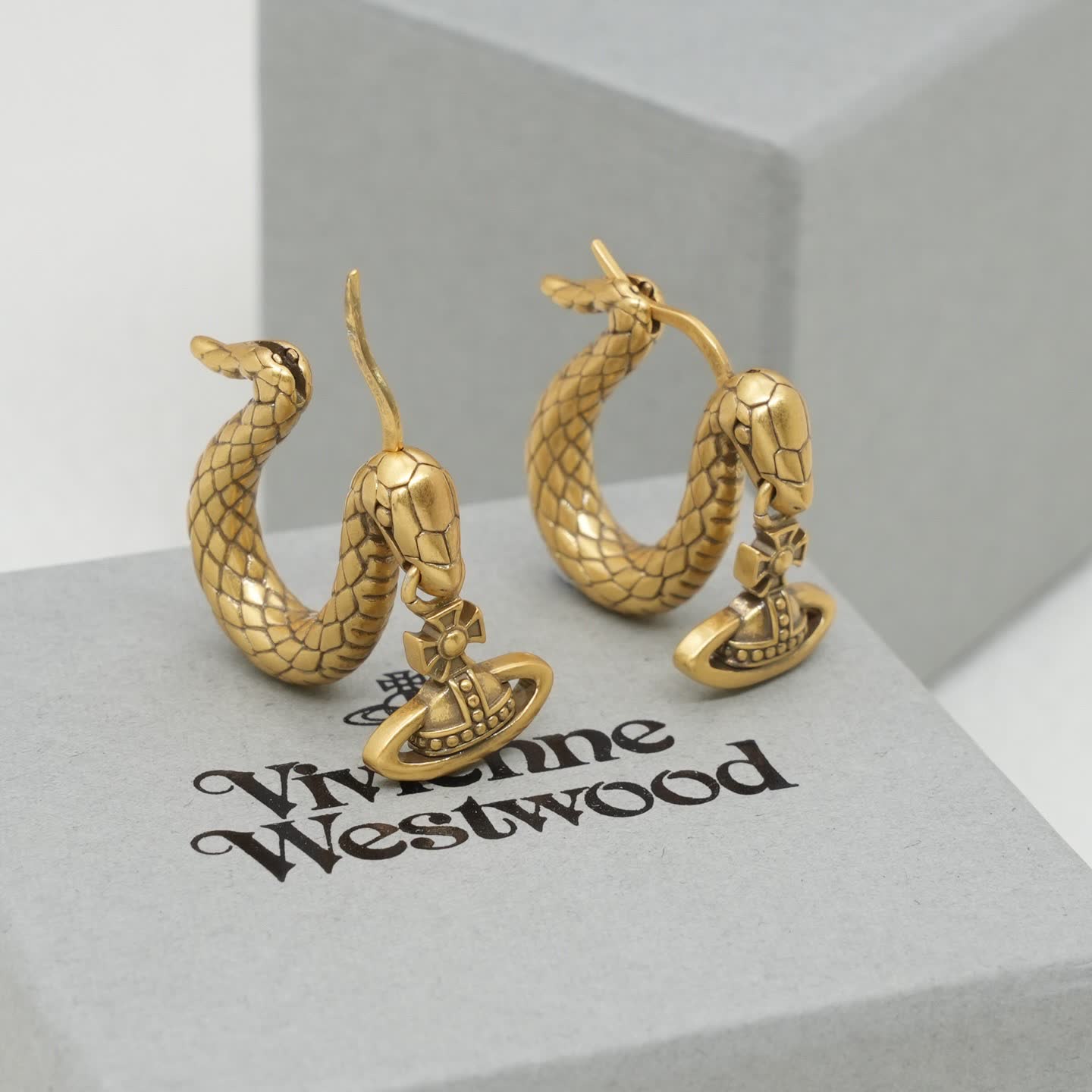 Vivienne Westwood Gold Snake Hoop Earrings